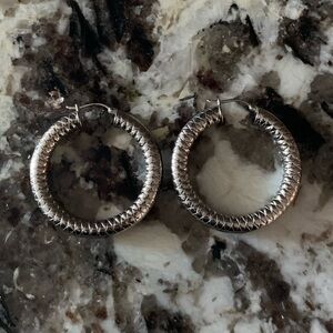 Vintage 90's Lightweight Stainless Steel Hollow Hoops